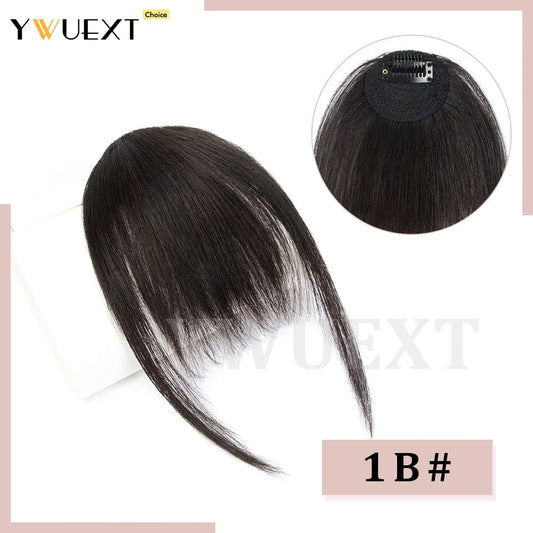 Clip in Human Hair Bangs Straight Hair Piece Machine Remy French Bangs for Women Easy to Wear and Remove Hairpiece Thin Hair